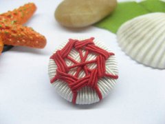4x5pcs Red Handcrafted Buttons w/Octagonal Flower Décor. 4x5pcs Red Handcrafted Buttons w/Octagonal Flower Décor.
