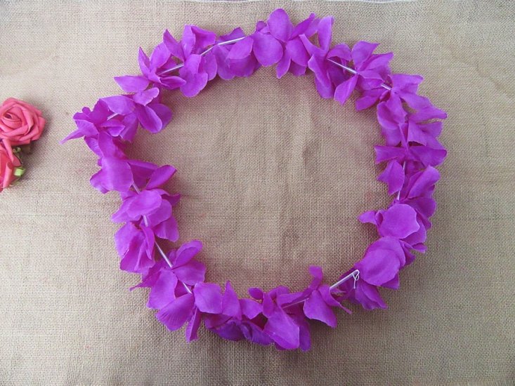 12Pcs Purple Hawaiian Dress Party Flower Leis/Lei Petal 10.5cm D - Click Image to Close