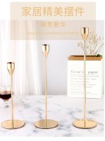 1Set 3Pcs Golden Tulip Candle Holder Candlestick Wedding Party