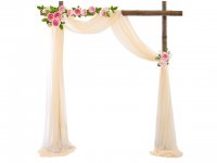 1Pc Peach Wedding Arch Chiffon Backdrop Curtain Drapes Backgroun