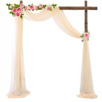 1Pc Peach Wedding Arch Chiffon Backdrop Curtain Drapes Backgroun