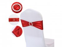 10Pcs Shiny Red Sashes Chair Wider Bow Wedding Venue Banquet