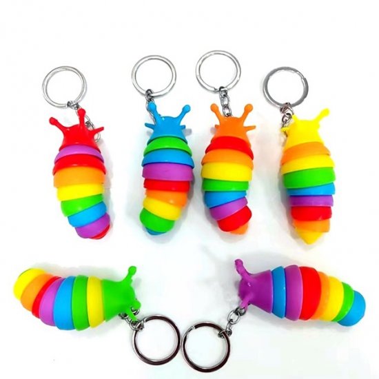 10Pc Funny Flexible Stress Relief Slug Keyring Key Chain - Click Image to Close