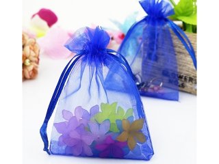 100 Blue Organza Drawstring Jewelry Gift Pouches 17x12.5cm