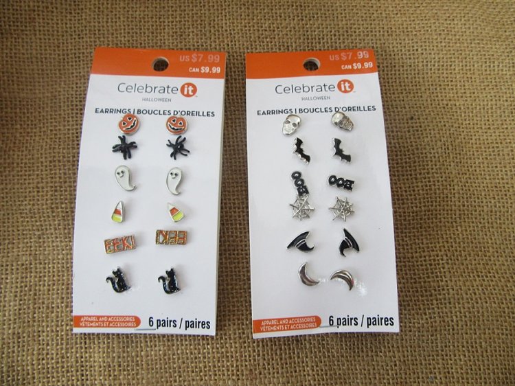 6Sheets x 6Pair Vintage Ear Studs Party Pretend Play Accessory - Click Image to Close