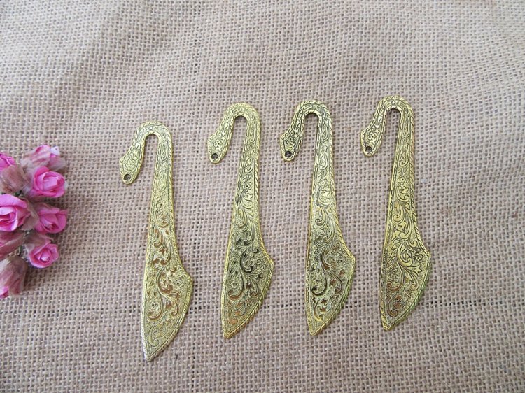 20Pcs Golden Color Vintage Flower Wide Hook Metal Bookmarks - Click Image to Close