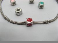 20 Metal Cube Enamel Thread European Beads