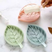 4Pcs Storage Soap Dish Holder Leaf Design Drain Rack Mixed