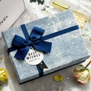 1Pc Blue Gift Boxes w/Lid Bowknot Ribbon on Top 33x24.5x11.5cm