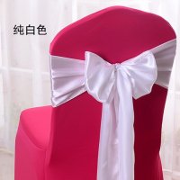 10Pcs White Satin Sashes Chair Wider Bow Wedding Venue Banquet