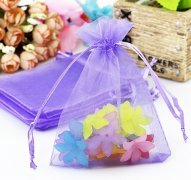 100 Purple Organza Drawstring Gift Jewelry Pouches 18x12.5cm