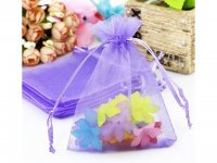 100 Purple Organza Drawstring Gift Jewelry Pouches 18x12.5cm