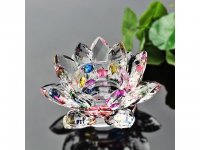 1X Stunning Colourful Crystal Lotus Flower Candle Holder Decor