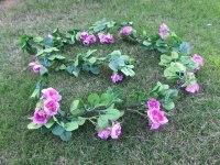 2Pcs Pink 42 Flower Head Artificial Rose Peony Leaf Garland Vine