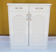 1X White 2 Door + 2 Drawer Shoe Storage Cabinet 90x76x32cm