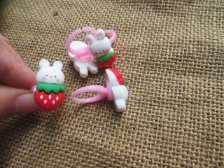 12Pcs Adjustable Bunny Strawberry Ring Kids Gift Loot Bag Filler