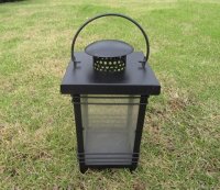 1X Black Metal Candle Lantern Wedding Decoration 22cm High