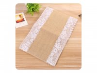 30x275cm Burlap Hemp Lace Edged Table Runner Cloth Wedding Party