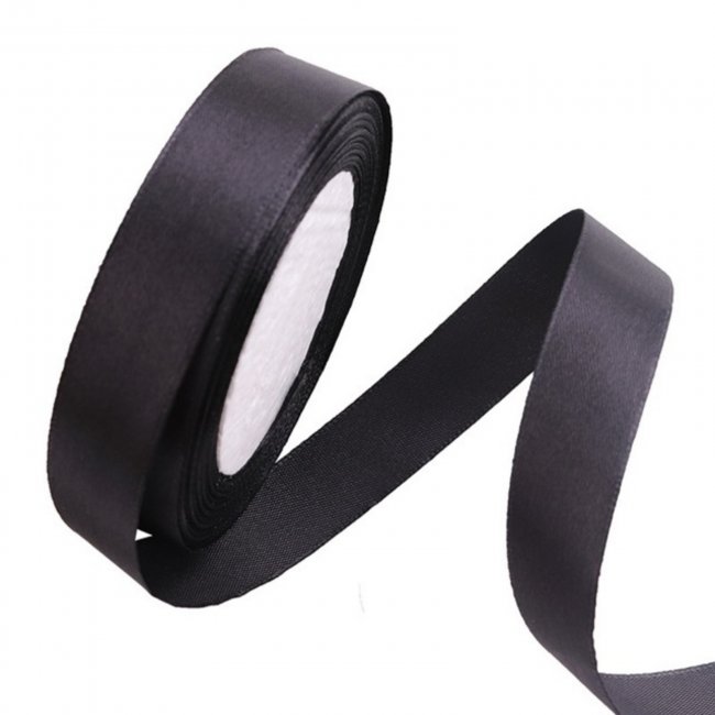 10Rolls X 25Yards Black Satin Ribbon 9mm - Click Image to Close