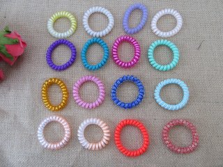 20Pcs Telephone Wire Cord Scrunchies Rope Hair Elastic 5-6cm Dia