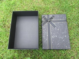 1Pc Black Gift Boxes w/Lid Bowknot Ribbon on Top 33.5x25x11.5cm