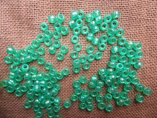 500g Transparent Green Barrel Pony Beads Loose Bead 8mm