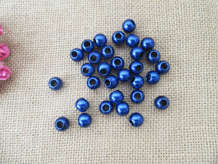 250g (400Pcs) Royal Blue Simulate Pearl Beads Barrel Pony Beads - Click Image to Close
