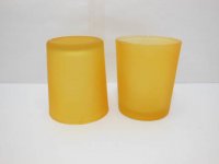 40 Frosted Glass Tea Light Holder Wedding Favor 6.5cm Orange