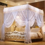 1X White Gorgeous Four Poster Bed Canopy/Mosquito Net