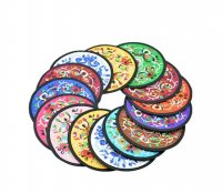 10Pcs Embroidery Cloth Art Round Coasters Insulation Heat