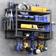 4-Layer Wall Mount Power Tool Organizer Storage Rack Garage