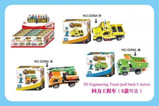 15Pcs Pull Back Engineering Truck Model Puzzle 3 Designs DIY