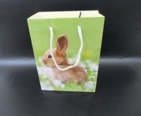 10Pcs Green Rabbit Paper Shopping Bags Gift Bags 22.5x17x9cm