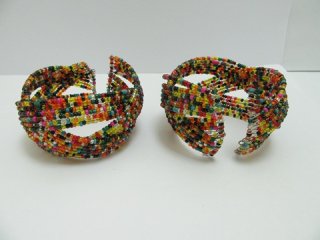 12Pcs Colourful Open Ended Bangle Multi Loop Seed Beads Bracelet