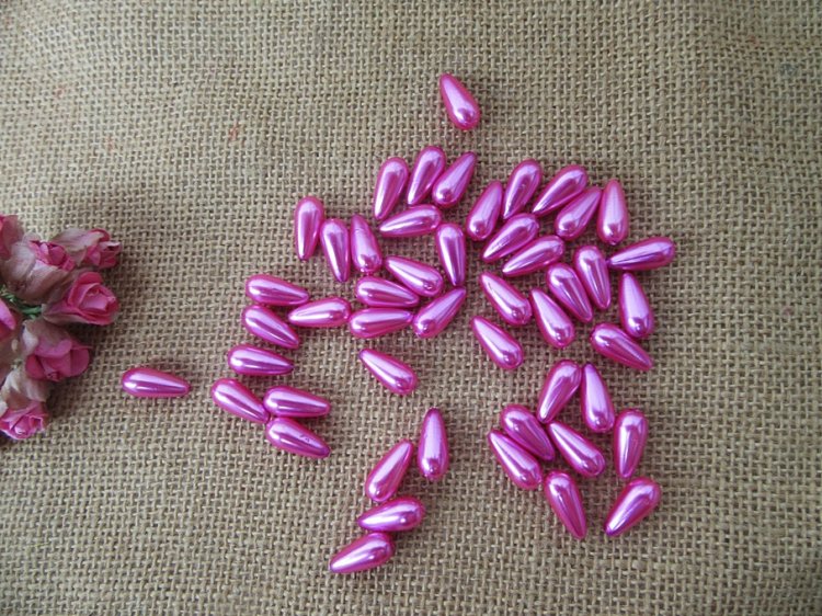 250g (430Pcs) Fuchsia Teardrop Simulate Pearl Beads Loose Beads - Click Image to Close