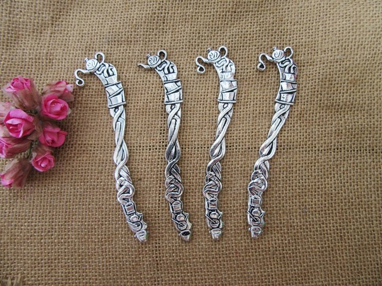 10Pcs Tibetan Silver Kitchen Things Carved Hook Metal Bookmarks - Click Image to Close