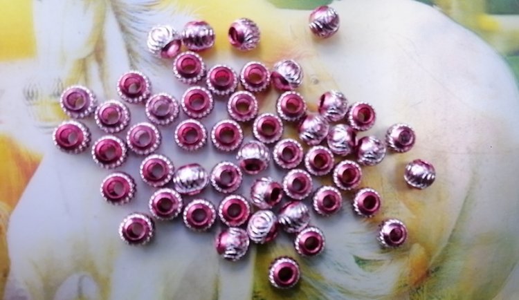 200 Pink Aluminium Round Beads dia.8mm be-a46 - Click Image to Close