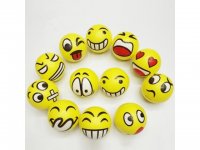 12 Anti-Stress PU Foam Yellow Smile Face Squeeze Reliever Ball 6