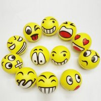 12 Anti-Stress PU Foam Yellow Smile Face Squeeze Reliever Ball 6