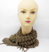 5X Crochet Circle Chunky Scarf with Tassels - Coffee