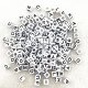 6Packs x 160Pcs White & Black Alphabet Letter Cube Beads 7mm