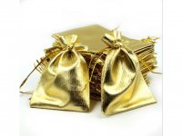 100 Golden Drawstring Gift Jewellery Pouches 12x9cm