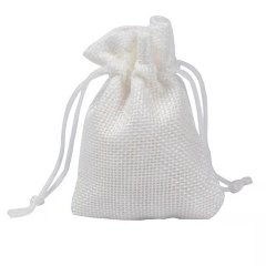 50 White Hemp Drawstring Jewelry Gift Pouches 9x7cm