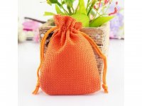 50 Plain Orange Hemp Drawstring Jewelry Gift Pouches 14x10cm