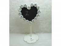 1X HQ Flowered Heart Shape Table Seat Sign Note Chart for Weddin