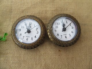 2Pcs Vintage White Clock Face with Movement 8.2cm Dia