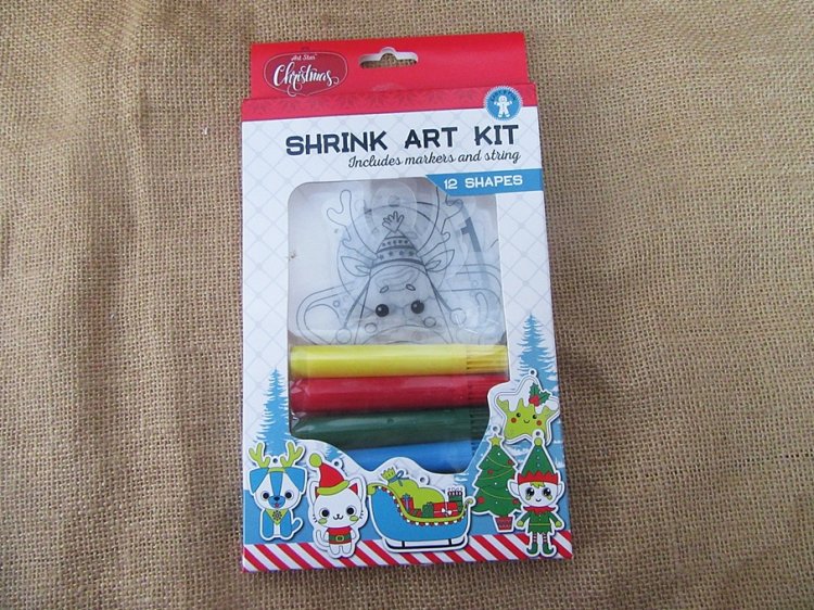 6Sets Kid's Shrink Art Kit 12 Shapes w/Pens - Click Image to Close