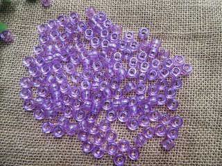 500g Transparent Purple Barrel Pony Beads Loose Bead 8mm