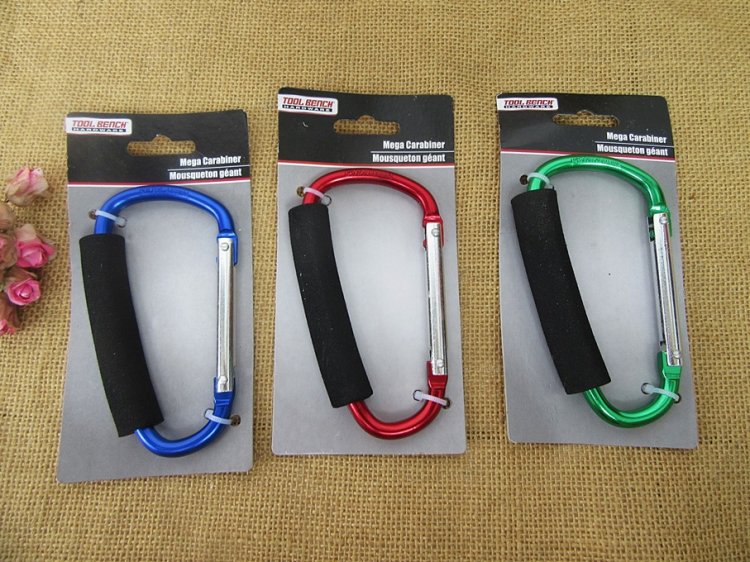 6Pcs Mega Heavy Duty Aluminium Carabiner Key Holder Chain - Click Image to Close