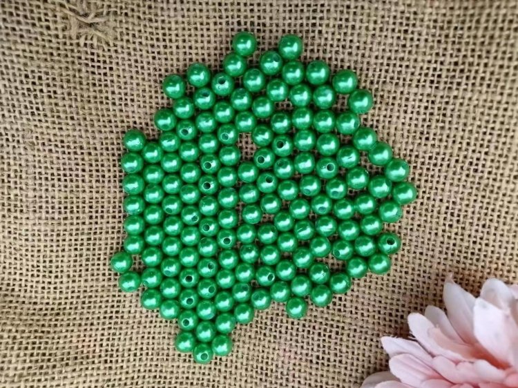 500 Green Round Simulate Pearl Loose Beads 10mm - Click Image to Close